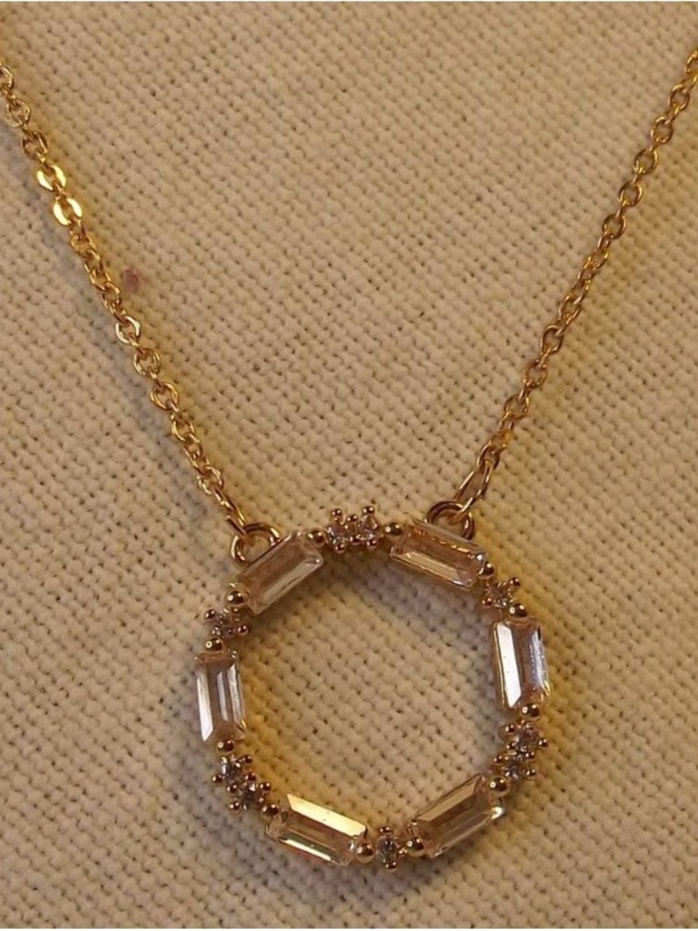 Time and Tru Gold-tone Round Pendant Necklace with Clear Stones